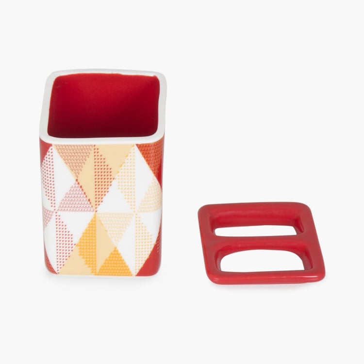 HUDSON DIAMONDS Printed Ceramic Square Toothbrush Holder