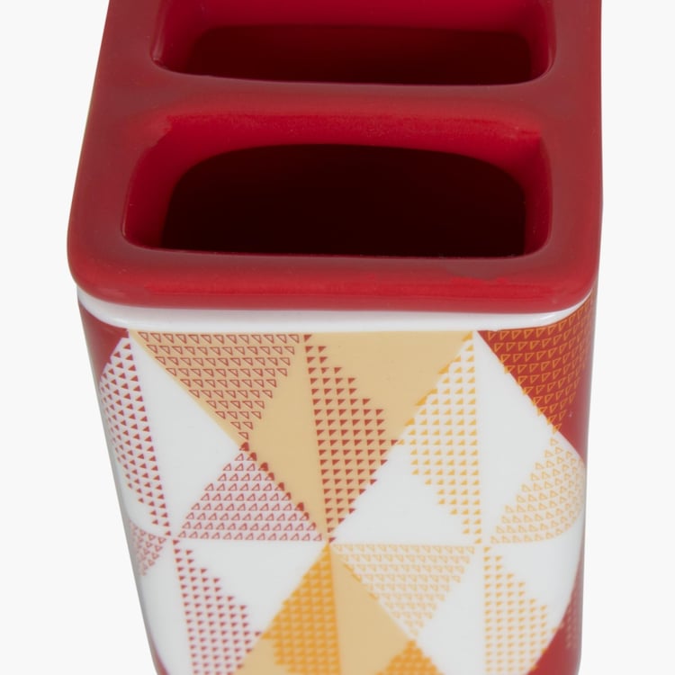 HUDSON DIAMONDS Printed Ceramic Square Toothbrush Holder