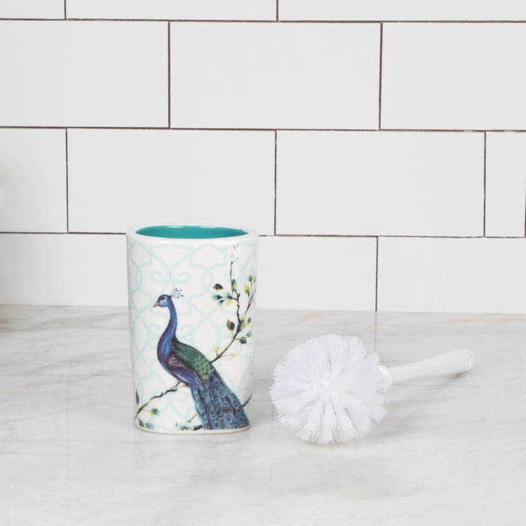 HUDSON PEACOCK Printed Ceramic Square Toilet Brush And Brush Holder-1+1