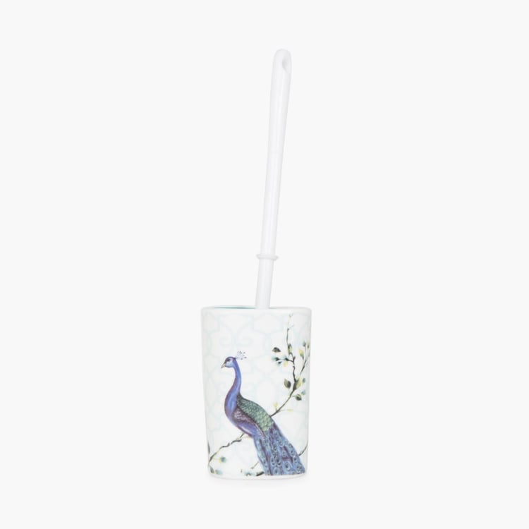 HUDSON PEACOCK Printed Ceramic Square Toilet Brush And Brush Holder-1+1