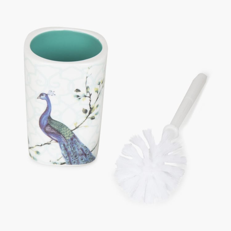 HUDSON PEACOCK Printed Ceramic Square Toilet Brush And Brush Holder-1+1