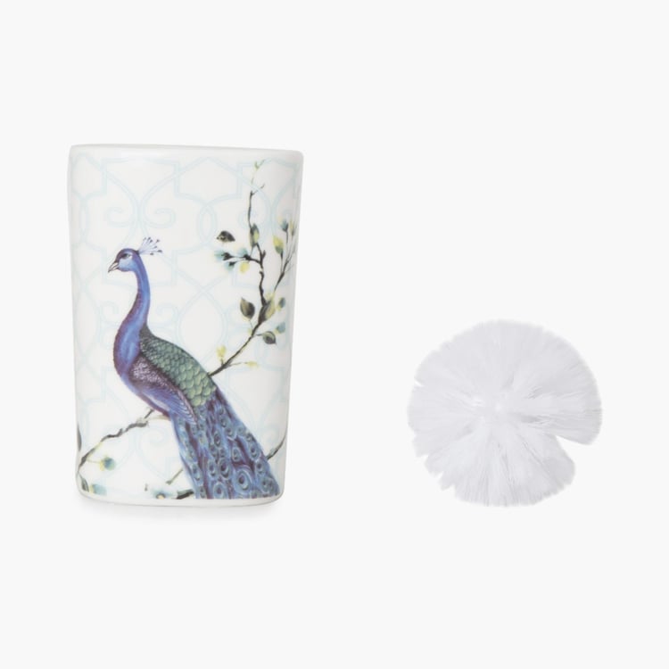 HUDSON PEACOCK Printed Ceramic Square Toilet Brush And Brush Holder-1+1