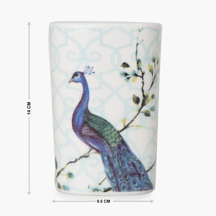 HUDSON PEACOCK Printed Ceramic Square Toilet Brush And Brush Holder-1+1