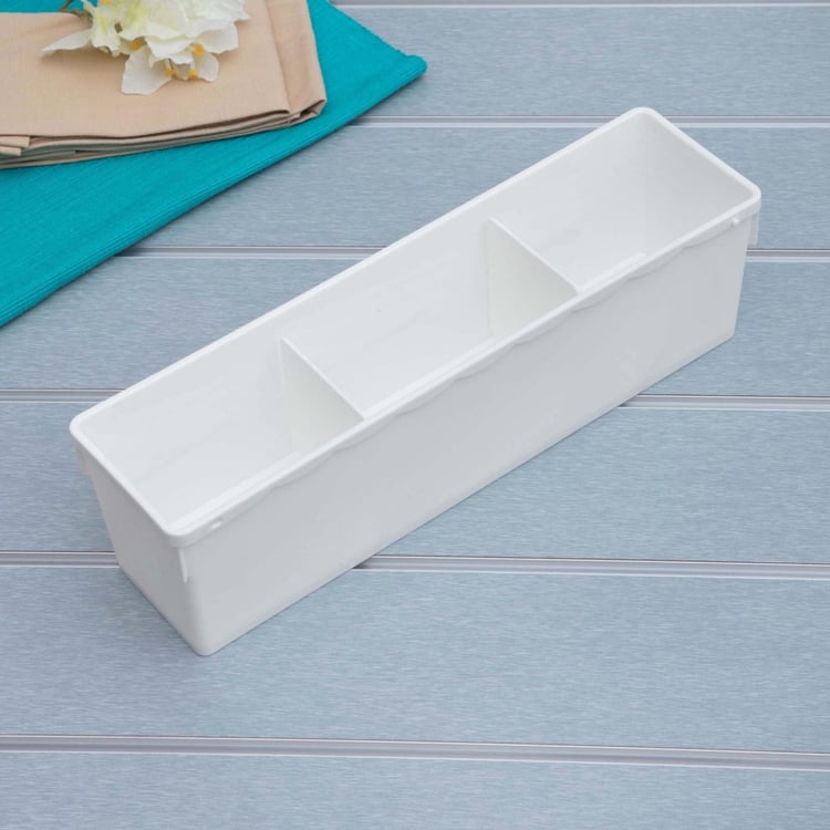 Regan Solid Rectangular Single Pc. Drawer Organizer - 32.5 cm x 9 cm x 9 cm - Plastic - White