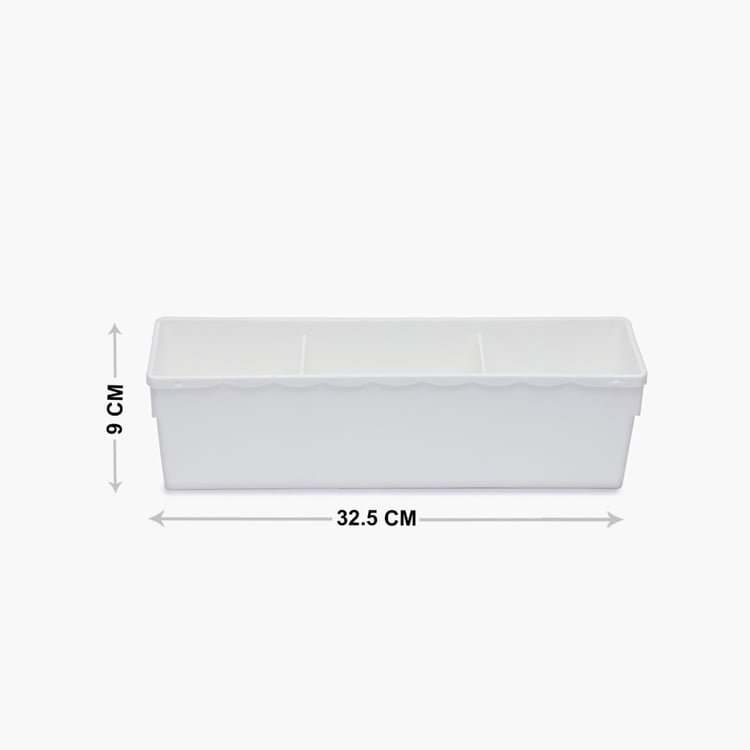 Regan Solid Rectangular Single Pc. Drawer Organizer - 32.5 cm x 9 cm x 9 cm - Plastic - White