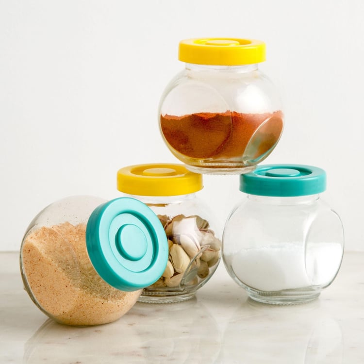 Pamolive Cuba Transparent Glass Solid Spice Bottles - 200ml - Set of 4