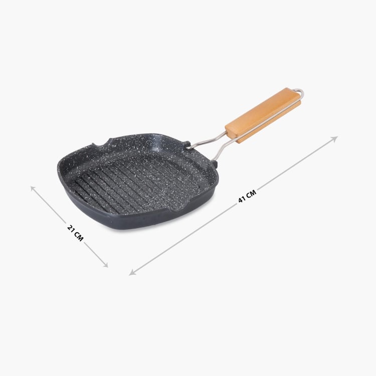 Truffles-Havana Solid Grill Pans - Aluminium - Grill Pan 21 cm x 21 cm x 3 cm -Black