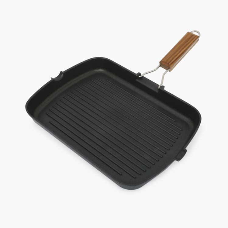 Truffles-Havana Solid Grill Pans - Aluminium - Grill Pan 44 cm L x 24 cm W x 3.8 cm H -Black