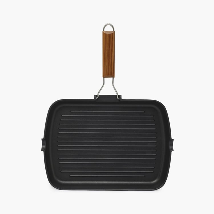 Truffles-Havana Solid Grill Pans - Aluminium - Grill Pan 44 cm L x 24 cm W x 3.8 cm H -Black