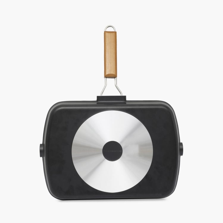 Truffles-Havana Solid Grill Pans - Aluminium - Grill Pan 44 cm L x 24 cm W x 3.8 cm H -Black