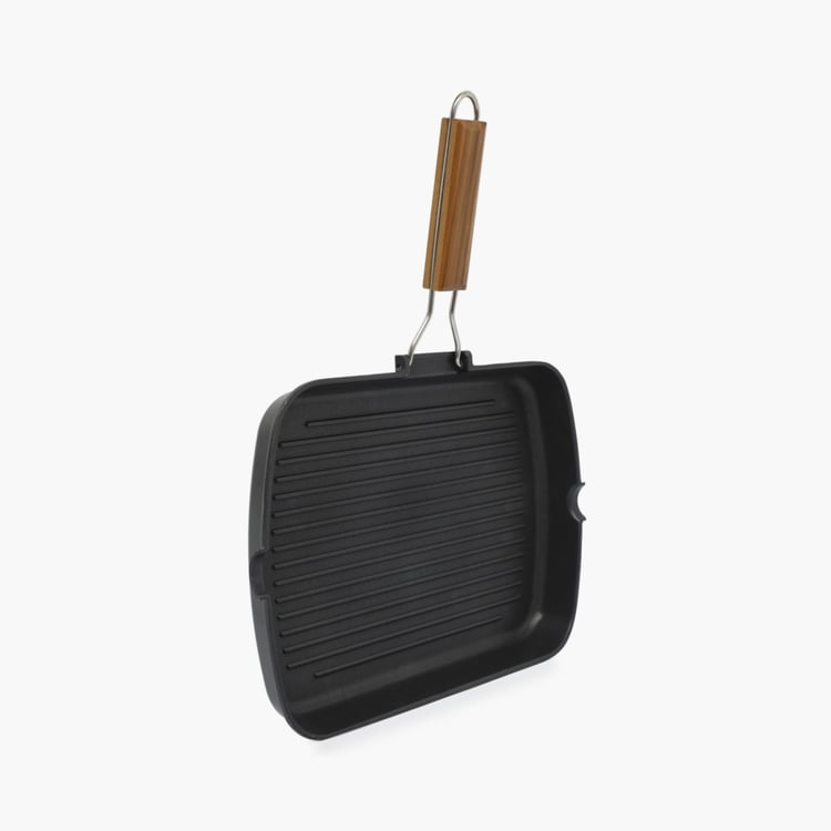 Truffles-Havana Solid Grill Pans - Aluminium - Grill Pan 44 cm L x 24 cm W x 3.8 cm H -Black
