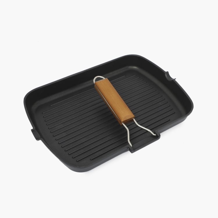 Truffles-Havana Solid Grill Pans - Aluminium - Grill Pan 44 cm L x 24 cm W x 3.8 cm H -Black