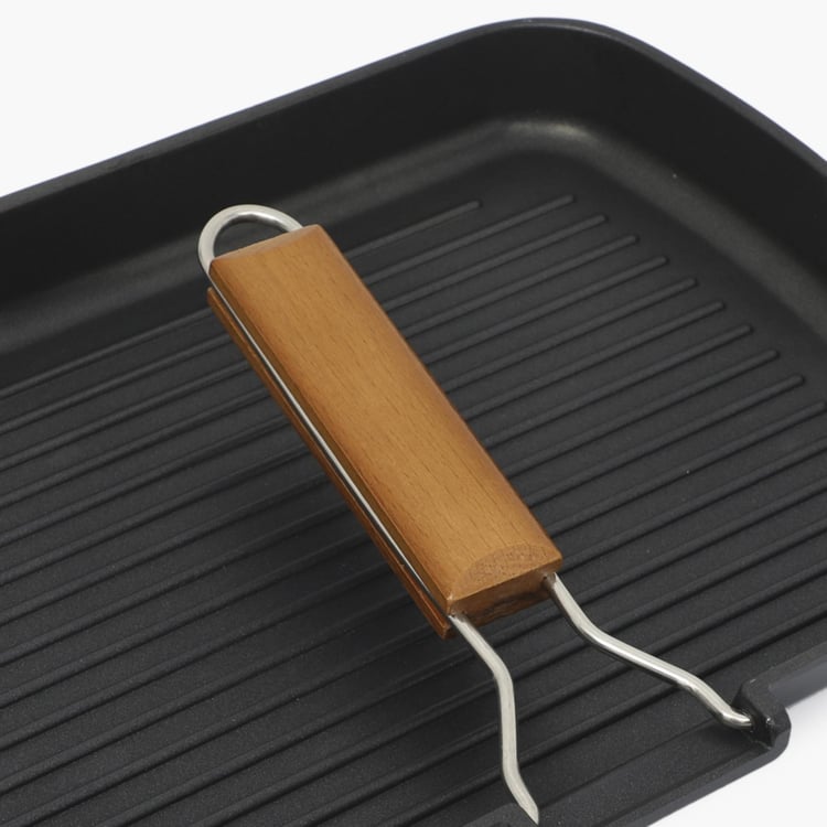 Truffles-Havana Solid Grill Pans - Aluminium - Grill Pan 44 cm L x 24 cm W x 3.8 cm H -Black