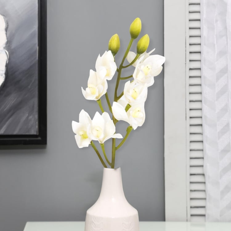 Botanical  Solid Artificial Plastic  Flowers : 10 cm x 55 cm - White