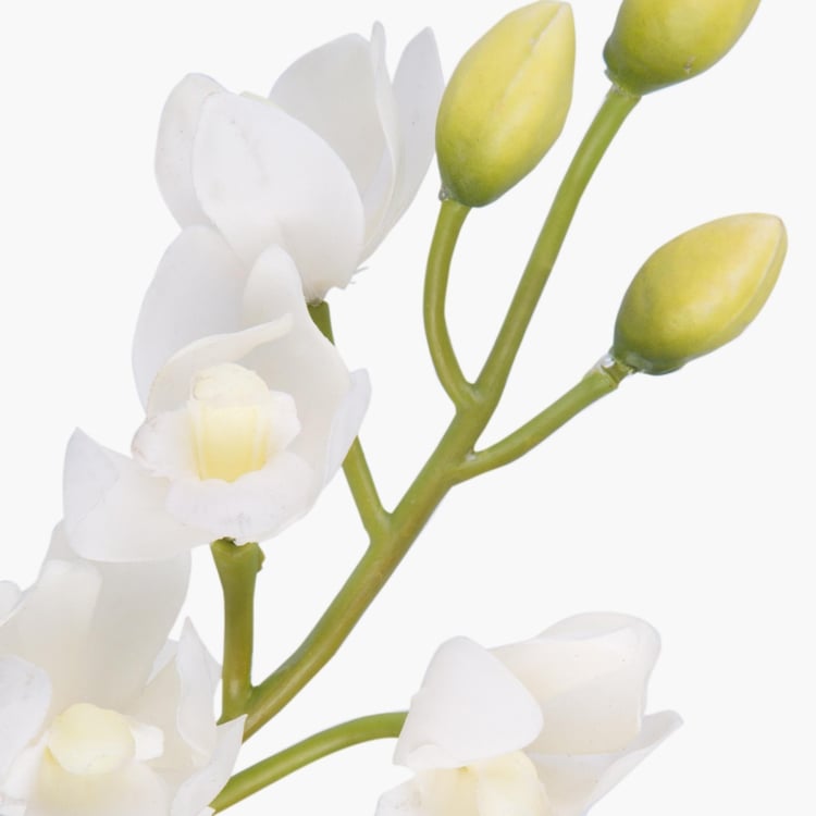 Botanical  Solid Artificial Plastic  Flowers : 10 cm x 55 cm - White