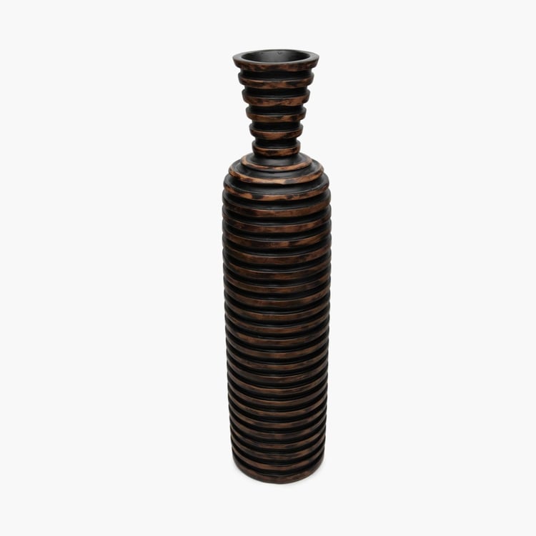 Colossal-Edwic Polyresin Ribbed Tall Vase - Brown - 14.5 cm L x 14.5 cm W x 60 cm H