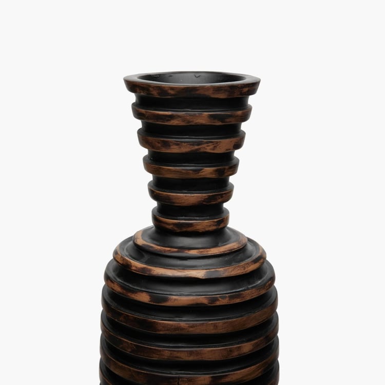 Colossal-Edwic Polyresin Ribbed Tall Vase - Brown - 14.5 cm L x 14.5 cm W x 60 cm H