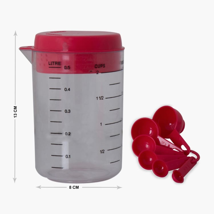 Rosemary Red Polypropylene Measuring Cup Set With Jug - 7 Pcs