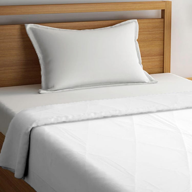 PORTICO Siesta White Solid Cotton Single Duvet Cover - 152 x 229 cm