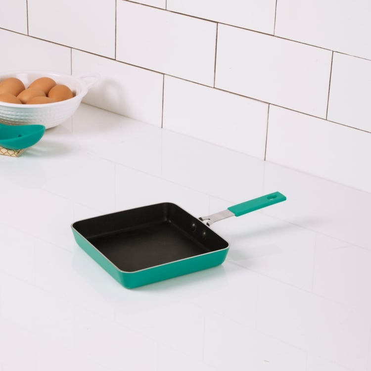 Sydney-Turtle Solid Frying Pa - Aluminium - Mini Square Pan - 27 cm x 15 cm x 2.8 cm - Blue