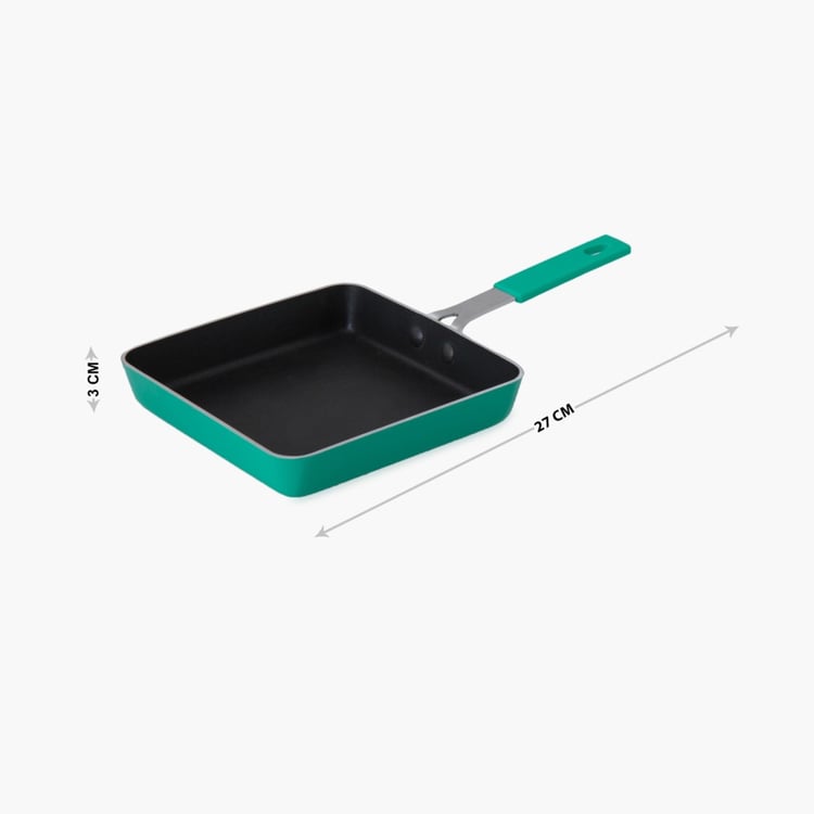 Sydney-Turtle Solid Frying Pa - Aluminium - Mini Square Pan - 27 cm x 15 cm x 2.8 cm - Blue