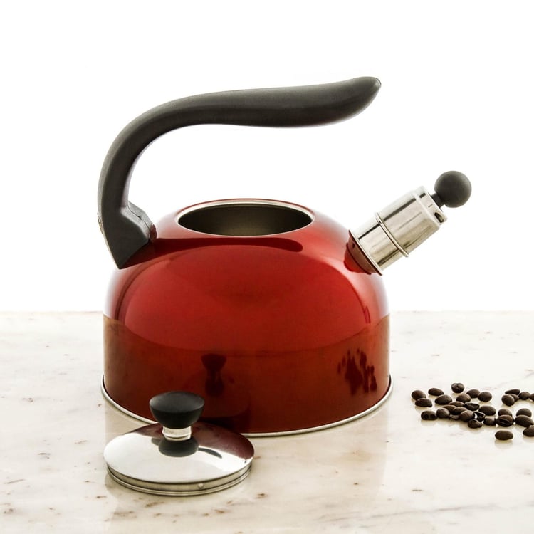 Regent-Weston Solid Kettles - Stainless Steel -2200 ml -Kettle 22 cm L x 17 cm W x 20 cm H -Red -Non-Microwavable