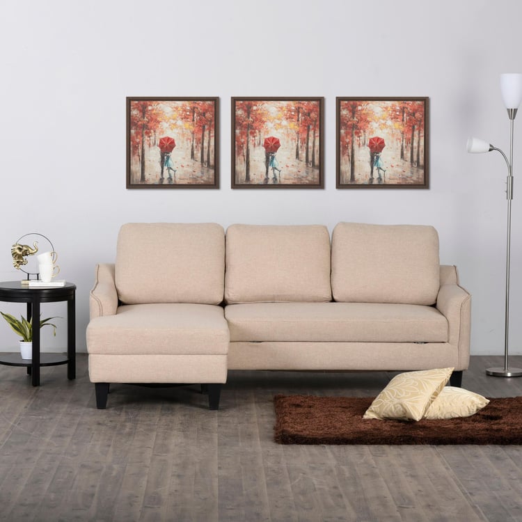 Moscow Fabric 3-Seater Sofa Bed - Beige