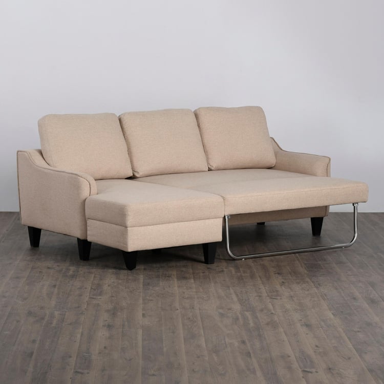 Moscow Fabric 3-Seater Sofa Bed - Beige