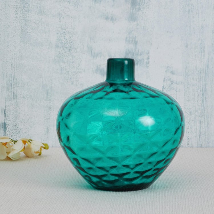Splendid Volcano Textured Round Glass Vase