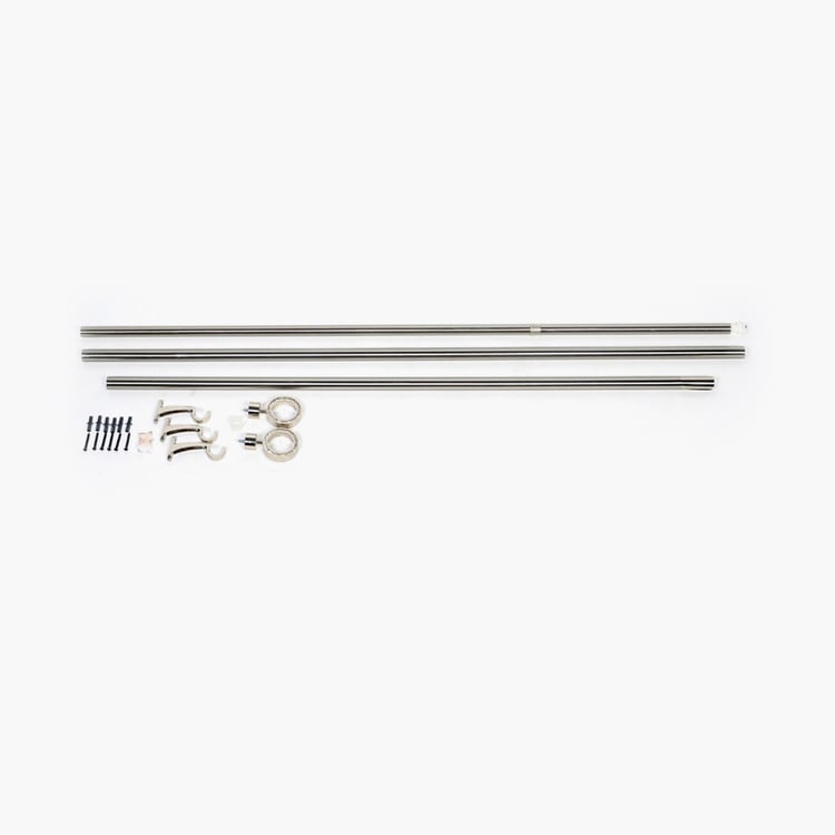 DECO WINDOW Fashion Grey Metal Curtain Rod with Hooks - 163 cm x 19 mm