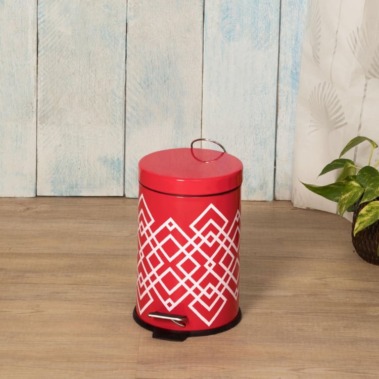 HUDSON Printed Metal Round Dustbin