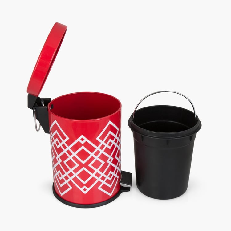 HUDSON Printed Metal Round Dustbin