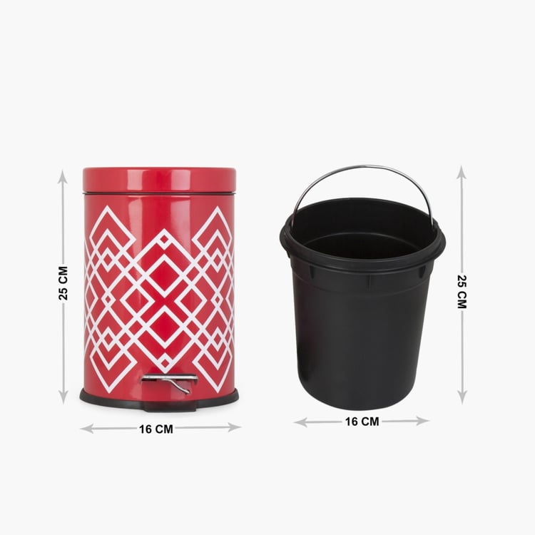 HUDSON Printed Metal Round Dustbin