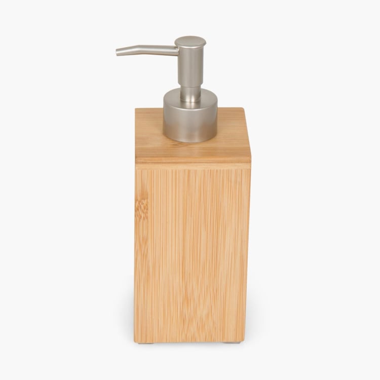 Hudson Solid Bamboo rectangle Soap Dispenser  : 7.5 cmL x 7.5 cmW x 19.5 cmH 300 ml Brown