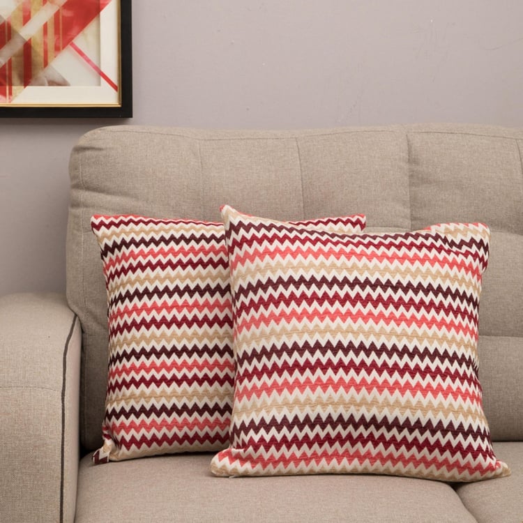 CELEBRATION Chenille Stripe Cushion Covers - Set Of 2 Pcs