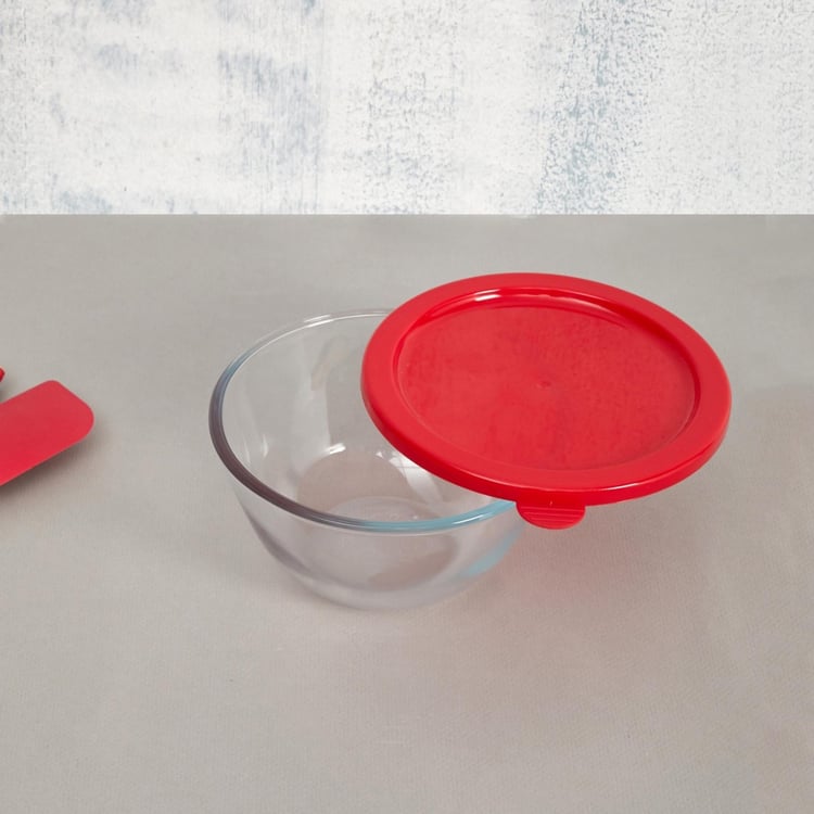 Sweetshop Solid Mixing Bowls  - Glass - Mixing Bowl With Lid - 17.5 cm  L x 17.5 cm  W x 9.5 cm  H  - Transparent