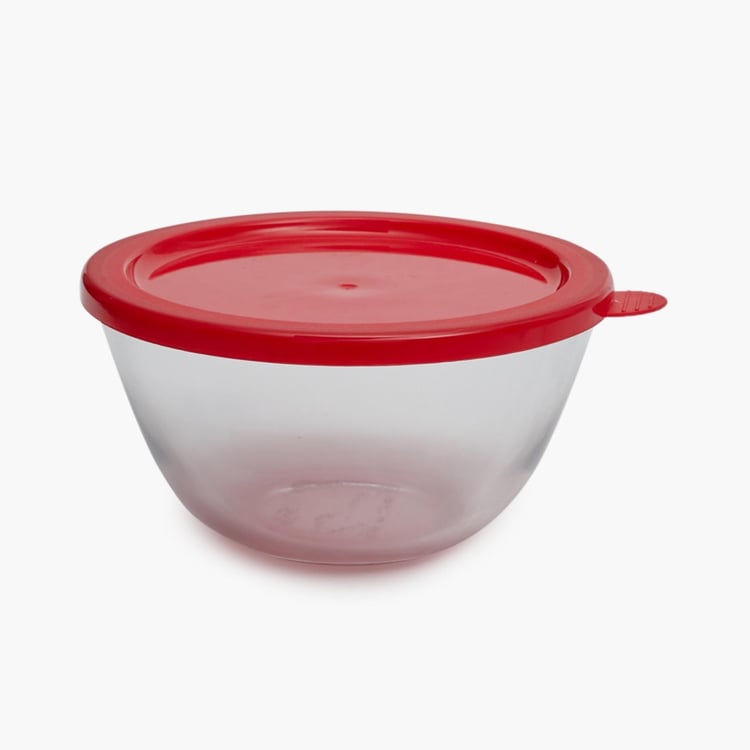 Sweetshop Solid Mixing Bowls  - Glass - Mixing Bowl With Lid - 17.5 cm  L x 17.5 cm  W x 9.5 cm  H  - Transparent