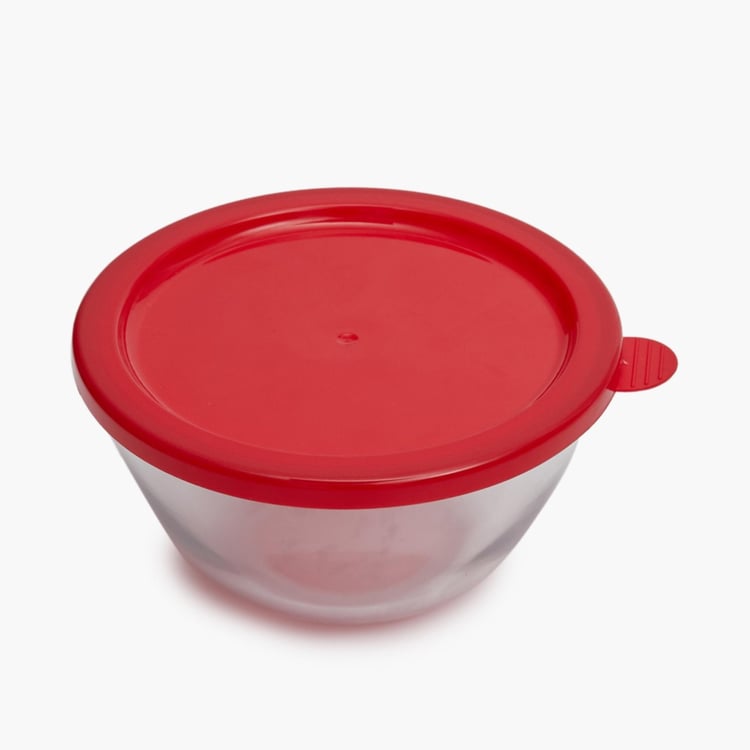 Sweetshop Solid Mixing Bowls  - Glass - Mixing Bowl With Lid - 17.5 cm  L x 17.5 cm  W x 9.5 cm  H  - Transparent
