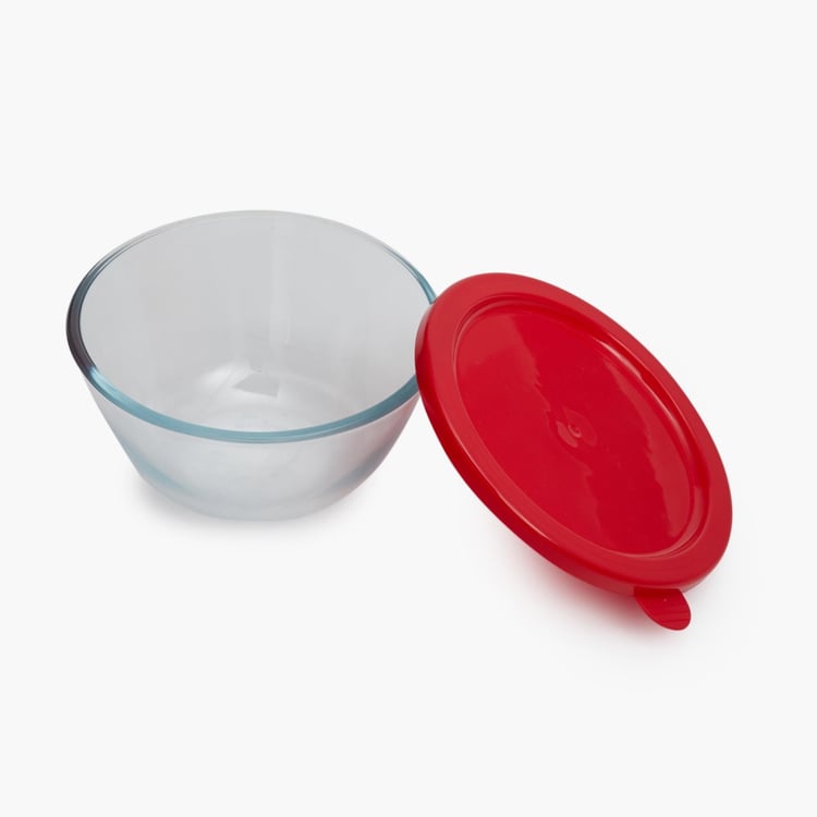 Sweetshop Solid Mixing Bowls  - Glass - Mixing Bowl With Lid - 17.5 cm  L x 17.5 cm  W x 9.5 cm  H  - Transparent