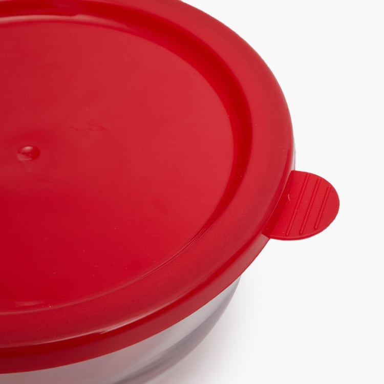 Sweetshop Solid Mixing Bowls  - Glass - Mixing Bowl With Lid - 17.5 cm  L x 17.5 cm  W x 9.5 cm  H  - Transparent