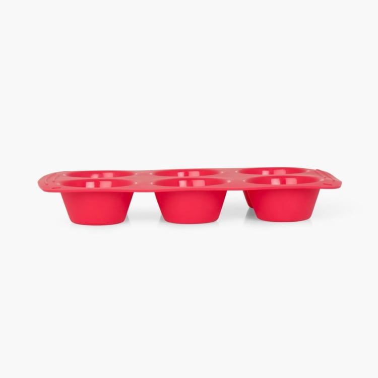 Bakers Pride Solid Baking Dishes - Silicone - Muffin Pan - 26 cm x 16 cm x 3.5 cm   - Microwave Compatible -  Red