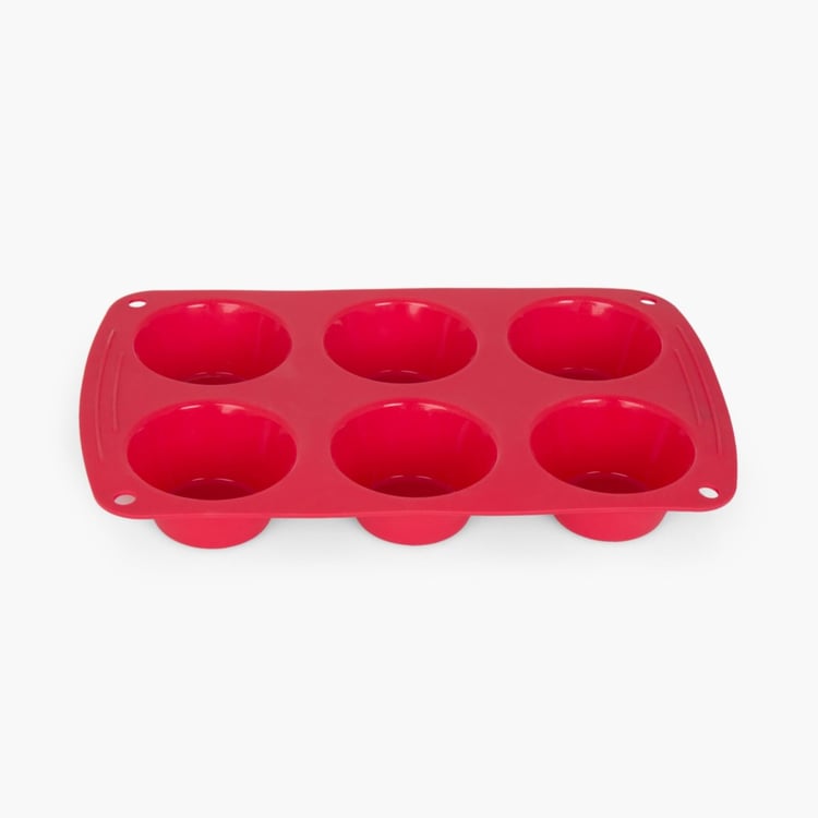 Bakers Pride Solid Baking Dishes - Silicone - Muffin Pan - 26 cm x 16 cm x 3.5 cm   - Microwave Compatible -  Red