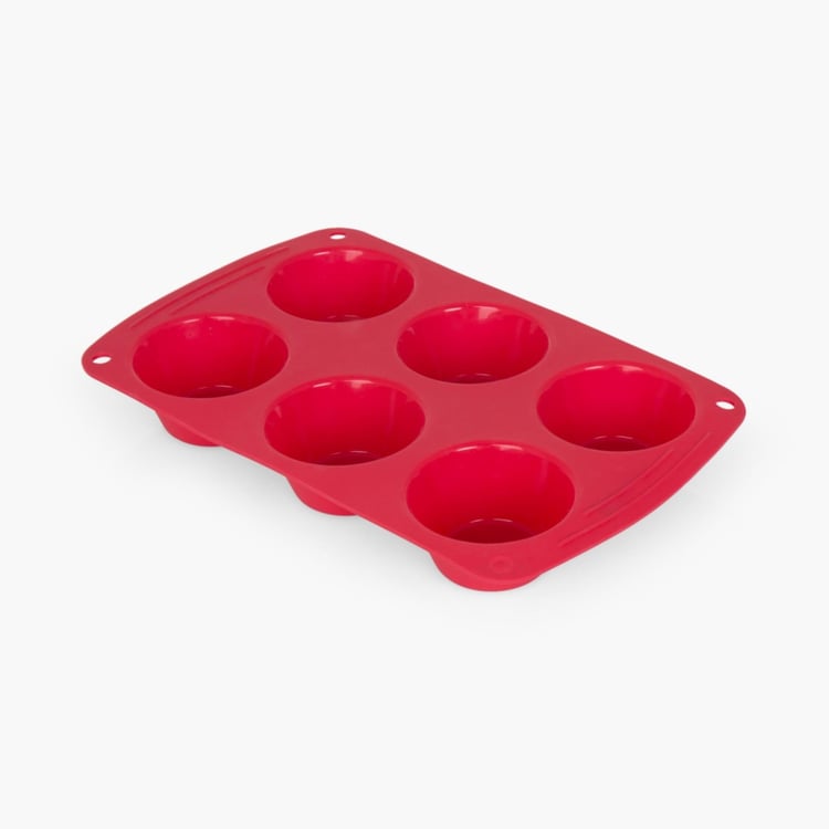 Bakers Pride Solid Baking Dishes - Silicone - Muffin Pan - 26 cm x 16 cm x 3.5 cm   - Microwave Compatible -  Red