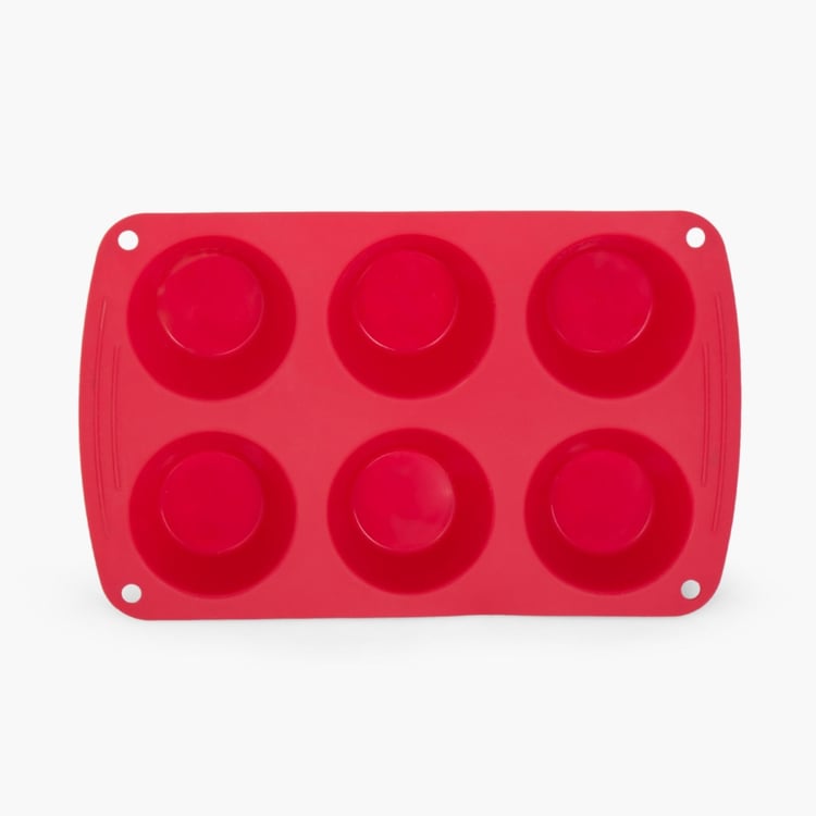 Bakers Pride Solid Baking Dishes - Silicone - Muffin Pan - 26 cm x 16 cm x 3.5 cm   - Microwave Compatible -  Red
