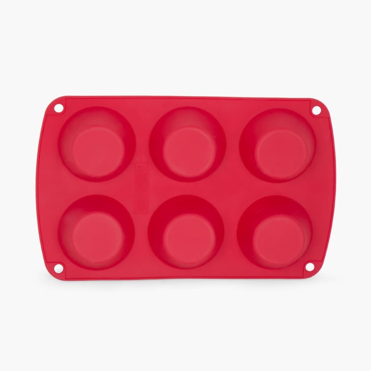 Bakers Pride Solid Baking Dishes - Silicone - Muffin Pan - 26 cm x 16 cm x 3.5 cm   - Microwave Compatible -  Red