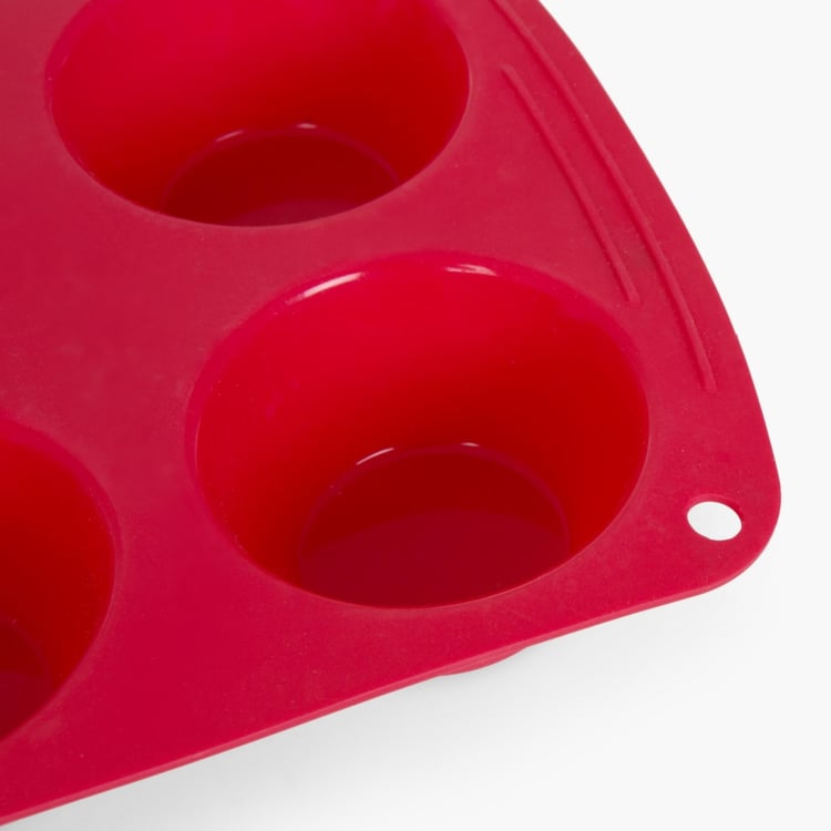 Bakers Pride Solid Baking Dishes - Silicone - Muffin Pan - 26 cm x 16 cm x 3.5 cm   - Microwave Compatible -  Red