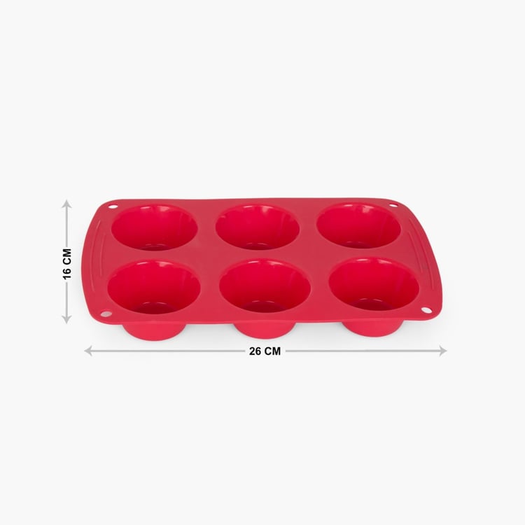 Bakers Pride Solid Baking Dishes - Silicone - Muffin Pan - 26 cm x 16 cm x 3.5 cm   - Microwave Compatible -  Red