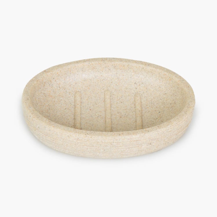 Marshmallow Textured Oval Single Pc. Soap Dish - 12 cm x 2.5 cm - Poly Resin - Grey