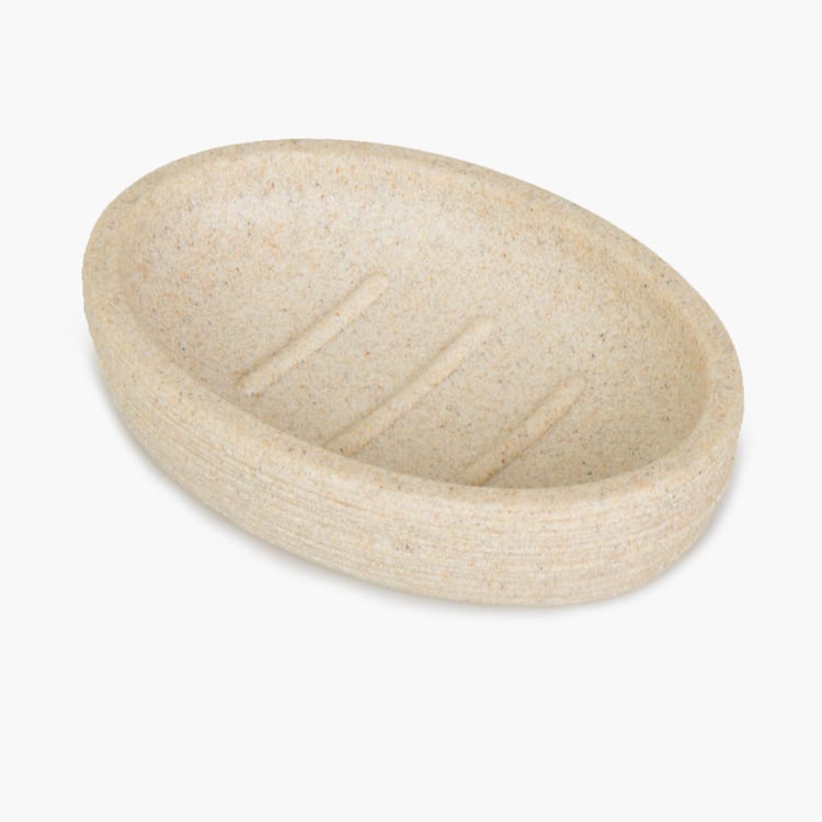 Marshmallow Textured Oval Single Pc. Soap Dish - 12 cm x 2.5 cm - Poly Resin - Grey
