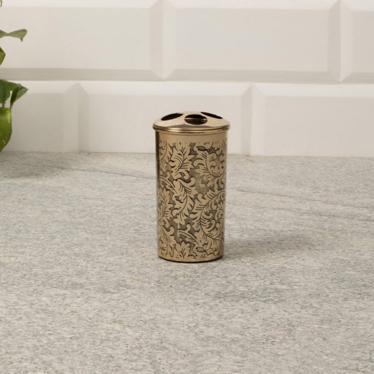 Hudson Stelle Printed Steel Round Toothbrush Holder